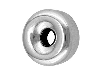 Sterling Silver Plain Flat 2 Hole  Bead 6mm - Standard Image - 1
