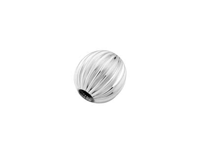 Sterling Silver Corrugated Round   9mm 2 Hole Beads Pack of 5 - Standard Image - 1