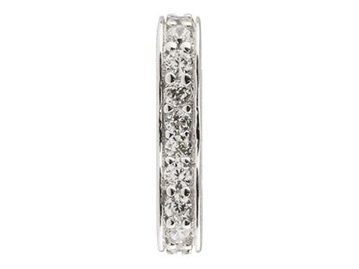 Sterling Silver 13x7mm Double Bead Spacer With Cubic Zirconia - Standard Image - 3