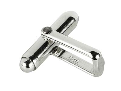 Sterling Silver Assembled Cufflink Fitting Round Bar With U Arm Plain - Standard Image - 2