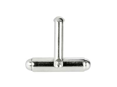 Sterling Silver Assembled Cufflink Fitting Round Bar With U Arm Plain - Standard Image - 3