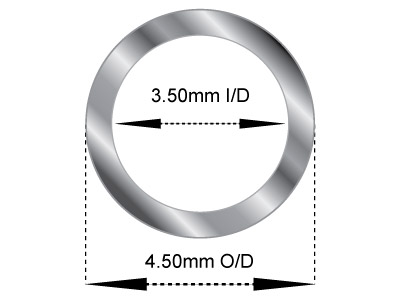 18ct White Gold Tube, Ref 2,       Outside Diameter 4.5mm,            Inside Diameter 3.5mm, 0.5mm Wall  Thickness, 100% Recycled Gold - Standard Image - 2