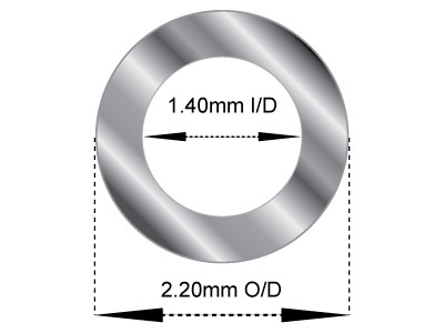 18ct White Gold Tube, Ref 9,       Outside Diameter 2.2mm,            Inside Diameter 1.4mm, 0.4mm Wall  Thickness, 100% Recycled Gold - Standard Image - 2