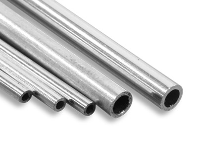 18ct White Gold Tube, Ref 10,      Outside Diameter 2.0mm,            Inside Diameter 1.3mm, 0.35mm Wall Thickness, 100 Recycled Gold