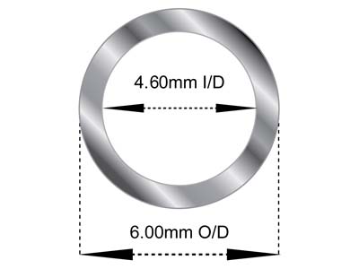 18ct White Gold Tube, Ref B,       Outside Diameter 6.0mm,            Inside Diameter 4.6mm, 0.7mm Wall  Thickness, 100% Recycled Gold - Standard Image - 2