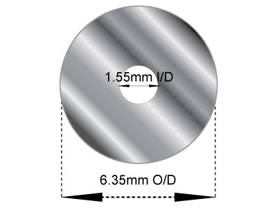 Sterling Silver Jointing Tube,     Outside Diameter 6.35mm,           Inside Diameter 1.55mm, 2.4mm Wall Thickness, 100% Recycled Silver - Standard Image - 2