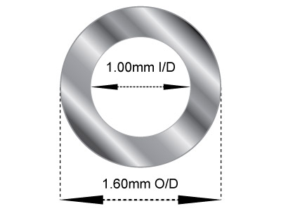 Gw Platinum Tube, Ref 12,          Outside Diameter 1.6mm,            Inside Diameter 1.0mm, 0.3mm Wall  Thickness - Standard Image - 2