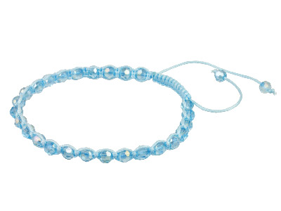 Blue Round Crystal Friendship Adjustable Cord Bracelet