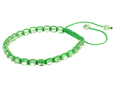 Green Square Crystal Friendship Adjustable Cord Bracelet