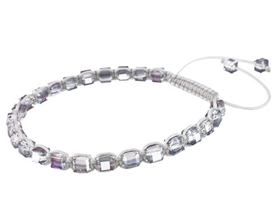 Silver Square Crystal Friendship Adjustable Cord Bracelet
