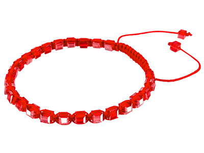 Red Square Crystal Friendsip Adjustable Cord Bracelet