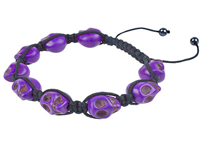 Shamballa Bracelet, Purple Skull And Hematite