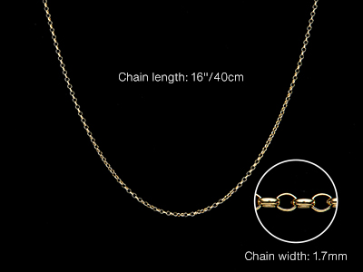 9ct Yellow Gold 1.7mm Belcher Chain 16