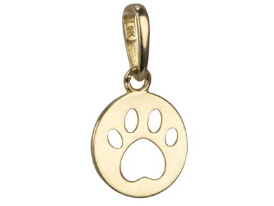9ct Yellow Gold Paw Print Outline  Pendant - Standard Image - 2