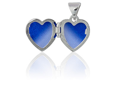 Sterling Silver Locket Heart       Diamond Curve - Standard Image - 2