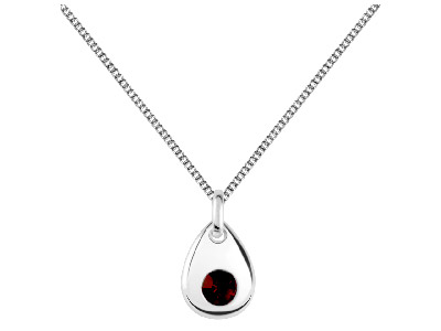 Sterling Silver Pendant January    Birthstone 4mm Garnet Crystal - Standard Image - 2