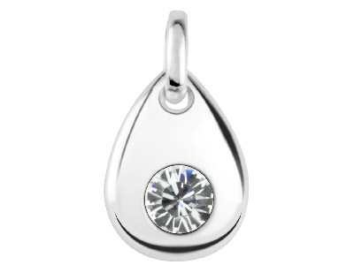 Sterling Silver Pendant April      Birthstone 4mm Clear Crystal