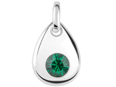 Sterling Silver Pendant May        Birthstone 4mm Emerald Crystal
