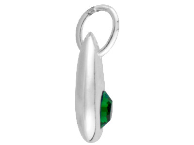 Sterling Silver Pendant May        Birthstone 4mm Emerald Crystal - Standard Image - 3