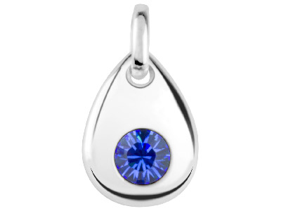 Sterling Silver Pendant September  Birthstone 4mm Sapphire Crystal