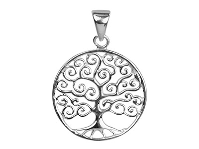 Sterling Silver Pendant Tree Of    Life Contemporary Design - Standard Image - 1