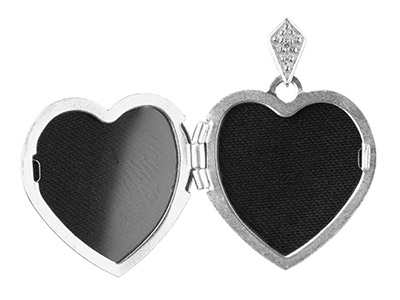 Sterling Silver Locket 17mm Heart  Tree Of Life With Cubic Zirconia   Set Bail - Standard Image - 2
