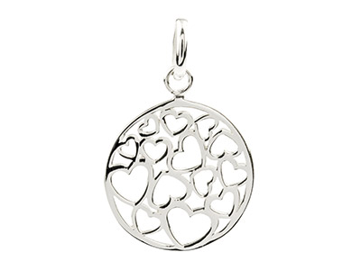 Sterling Silver Round Hearts       Pendant - Standard Image - 1