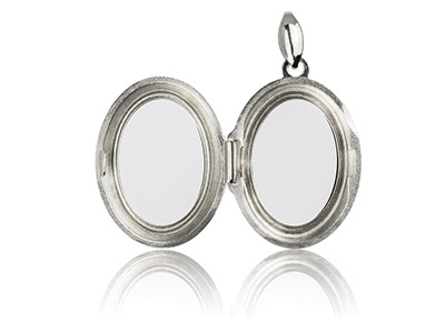 Sterling Silver Oval Window Locket  For Holding Precious Items, 21x16mm - Standard Image - 2