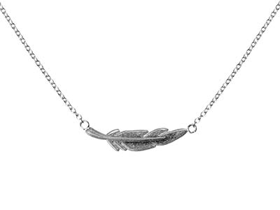 Sterling Silver Feather Design     1845cm Necklet With Jump Ring At 1640cm