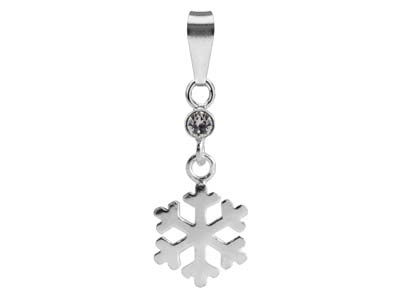 Sterling Silver Snowflake Design   Drop Pendant Set With              Cubic Zirconia