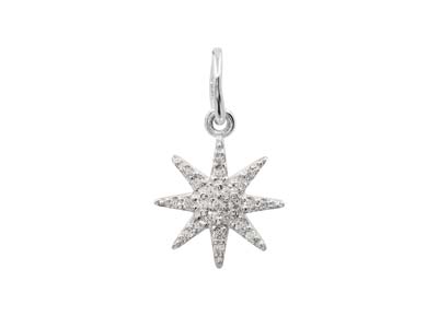 Sterling Silver Octogram Star      Design Pendant With Cubic Zirconia