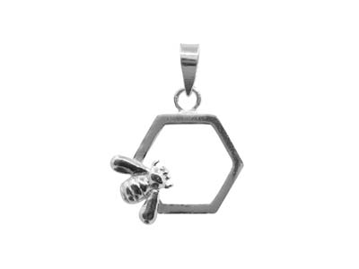 Sterling Silver Bee And Honeycomb  Design Pendant