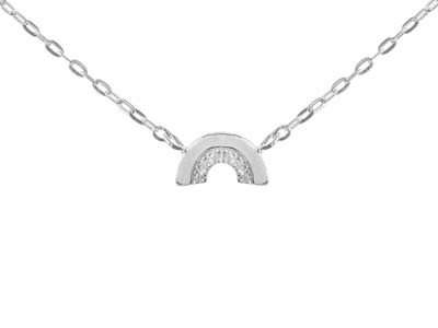 Sterling Silver Arc Design Necklet With White Cubic Zirconia 1845cm