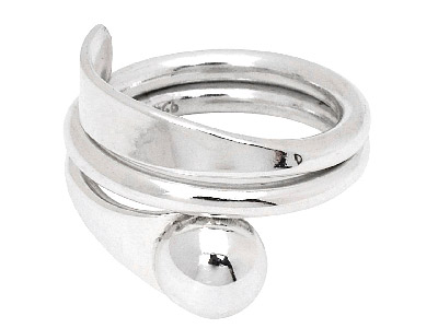 Silver Ring Crosover Ball Accent Adjustable