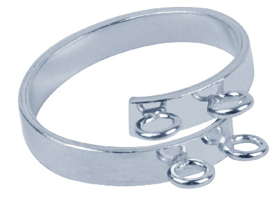 Sterling Silver Adjustable Ring, With 4 Jump Ring
