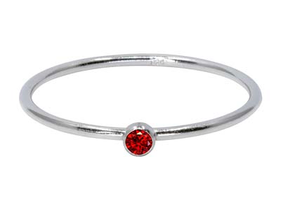 Sterling Silver January Birthstone Stacking Ring 2mm Garnet           Cubic Zirconia