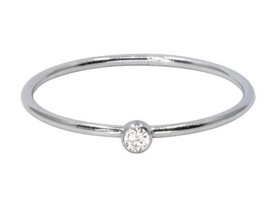 Sterling Silver April Birthstone   Stacking Ring 2mm White            Cubic Zirconia