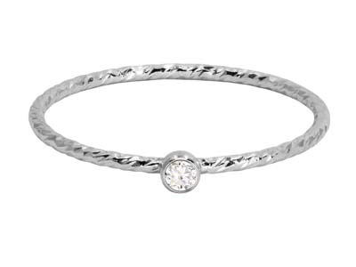 Sterling Silver Sparkle Stacking   Ring 2mm White Cubic Zirconia