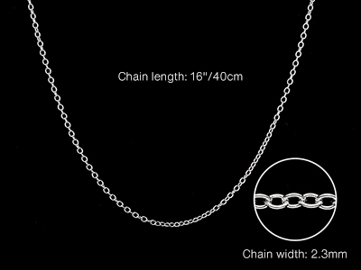 Sterling Silver 2.3mm Trace Chain   16