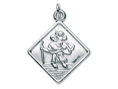 Sterling Silver St. Christopher,   Small Square - Standard Image - 1