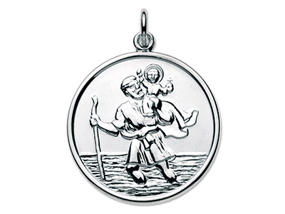 Sterling Silver St. Christopher,   Large Round