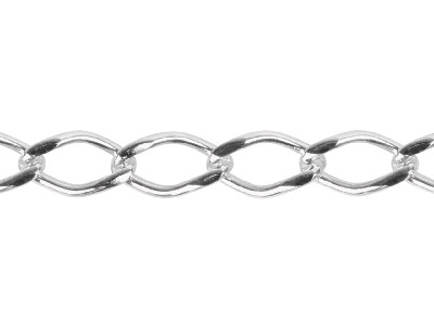 Silver Chain, Rombo 200 Oval Curb, 9.5mm Wide