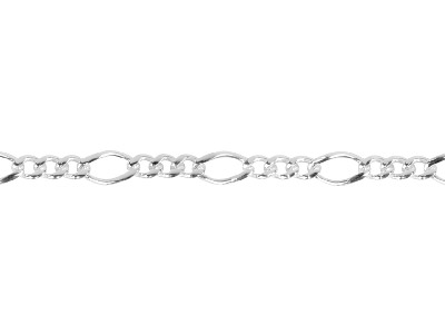 Sterling Silver 6.0mm Diamond Cut  Loose 3+1 Figaro Chain, 100%       Recycled Silver - Standard Image - 1