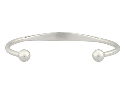 Sterling Silver Childs Torque      Bangle, Round Wire, Flat Top For   Engraving - Standard Image - 1