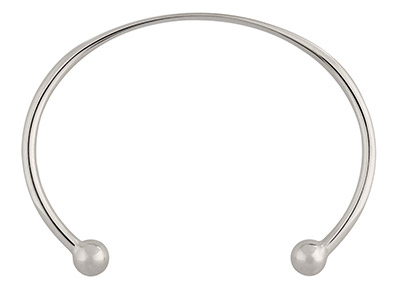 Sterling Silver Childs Torque      Bangle, Round Wire, Flat Top For   Engraving - Standard Image - 2