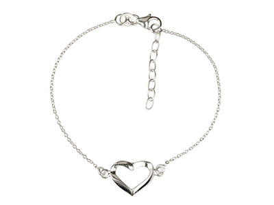 Sterling Silver Bracelet With Heart Locator, 7.519cm