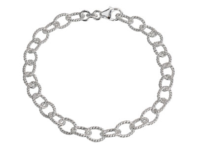 Sterling Silver Twisted Link       Bracelet 7.519cm
