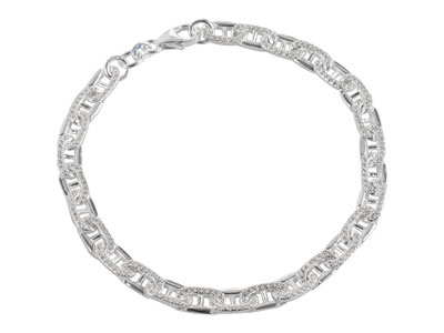 Sterling Silver Stone Set Link     Bracelet 7.5