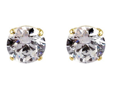 9ct Yellow Gold Pair 6mm           Cubic Zirconia Stud Earring
