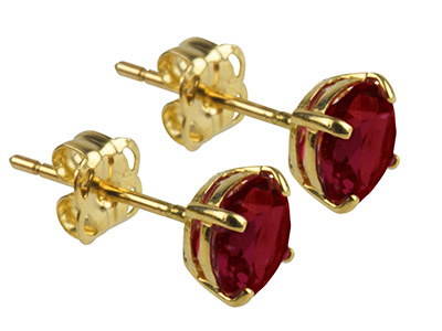 9ct Yellow Gold Birthstone Earrings 5mm Round Garnet - January - Standard Image - 1